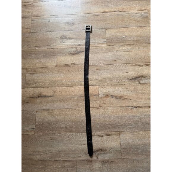 Guess Vintage Black Tooled Leather Oversized Square Silver Rhinestone Belt XL - Picture 8 of 11